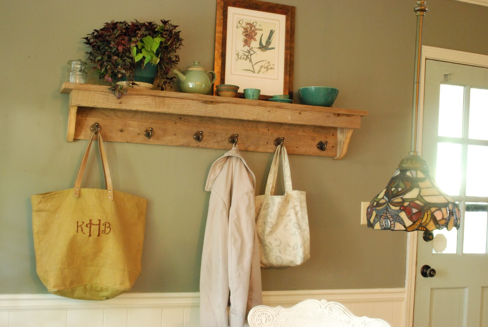 Between Blue and Yellow Barn Wood Shelf