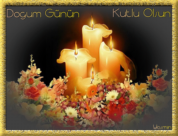 Hareketli Mumlu Pastalı Doğum Günü Kutlama resimli mesajı