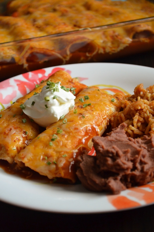 For the Love of Dessert Black Bean, Corn, & Chicken Enchiladas