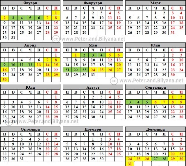 Официални празници и почивни дни за 2012 година - Хотспот България