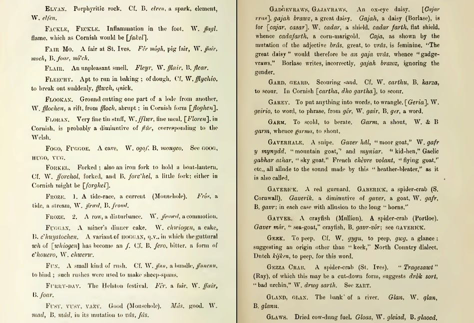 Celtic Words in Cornish Dialect Glossary of Celtic Words in Cornish