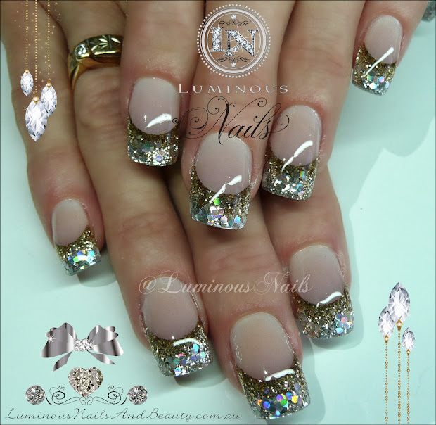 glittery gold & silver nails