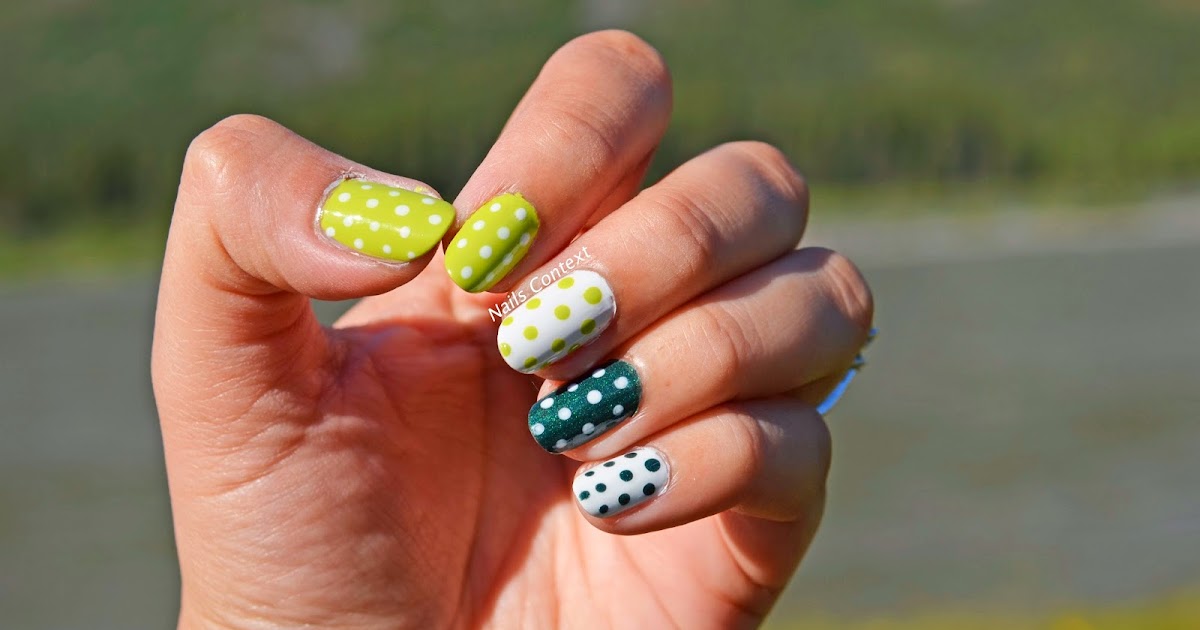 Nails Context: Green Polka Dots
