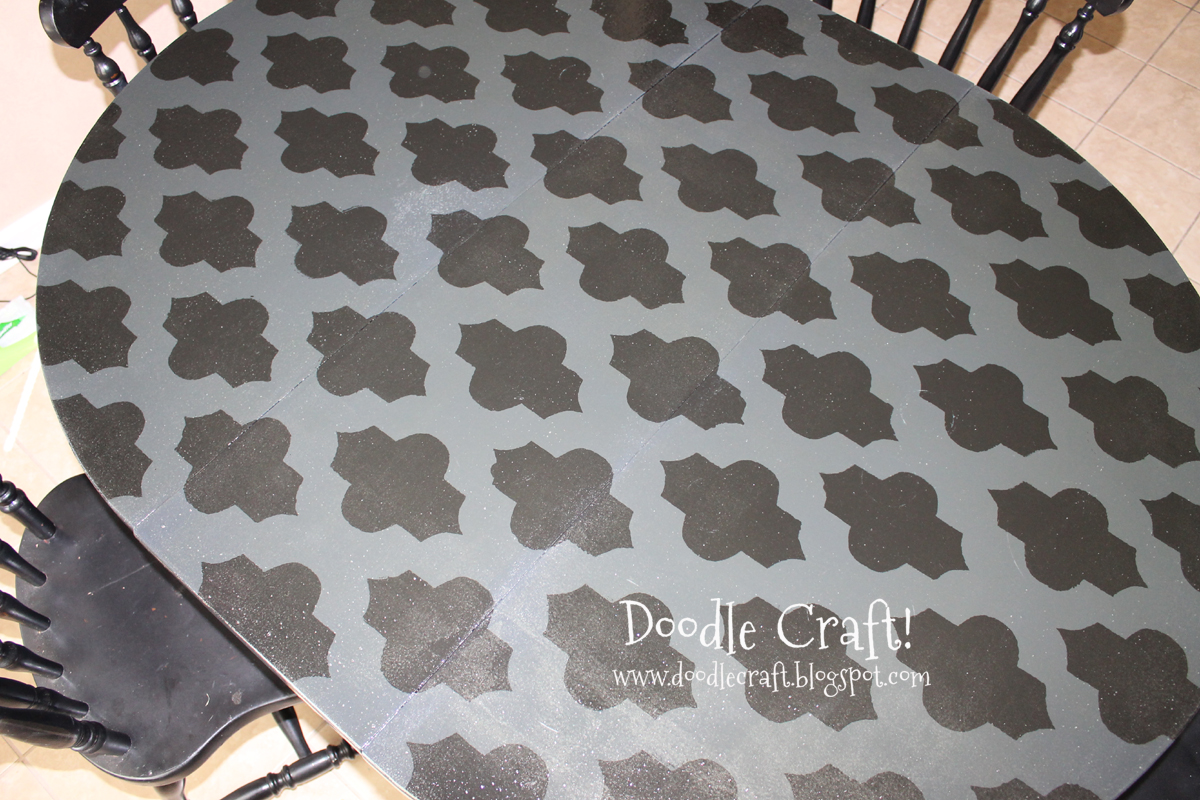 Doodlecraft Stencil a Round Kitchen Table tutorial!