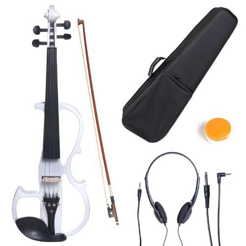 Cecilio 4/4 CEVN-2W Solid Wood Pearl White Electric / Silent Violin with Ebony Fittings in Style 2 (Full Size)