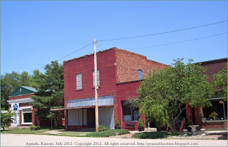 Main street and grain elevators, Agenda, Kansas