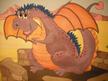 Dragons mural at a nursery school