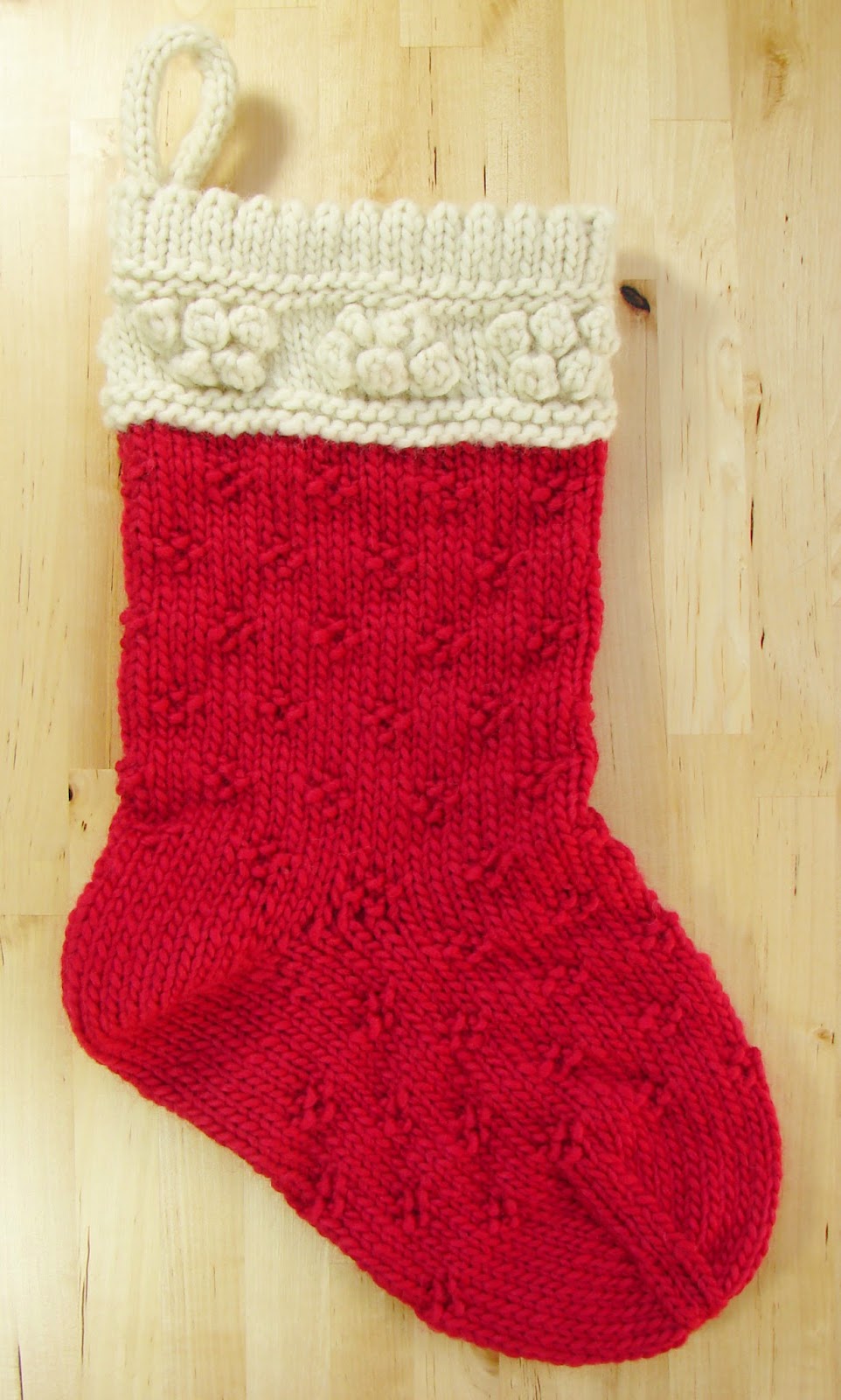 classic christmas stocking knit wool chunky cream white red