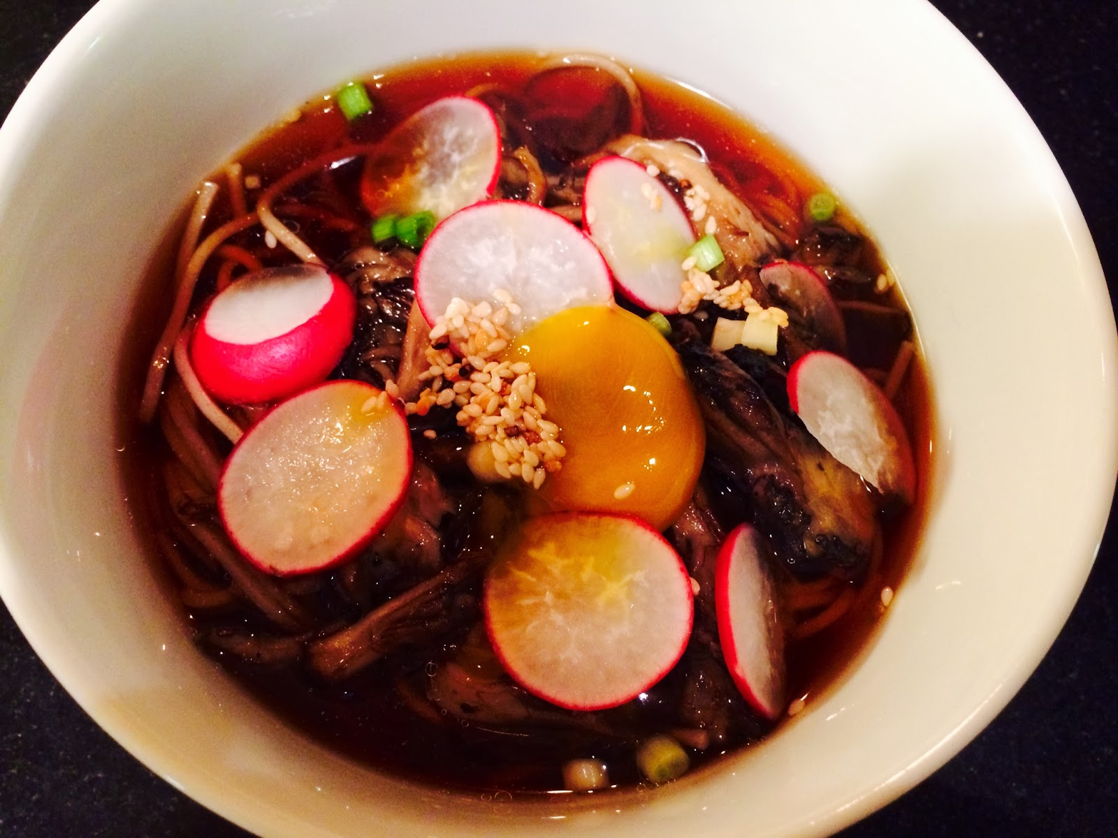 La Petite Gourmess Soba Soup! (with Maitake Mushrooms in Soy Broth)