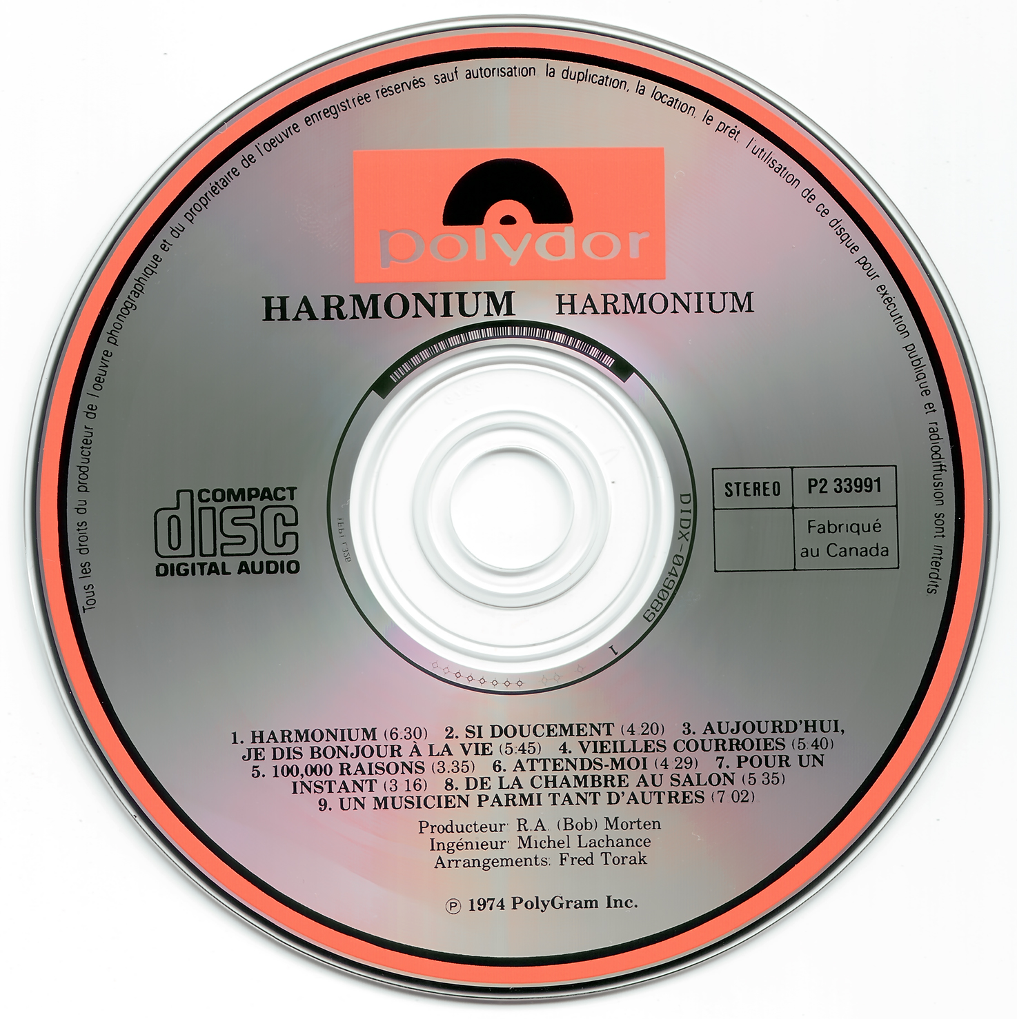 Harmonium Harmonium (1974) {199? Reissue} [FLAC]