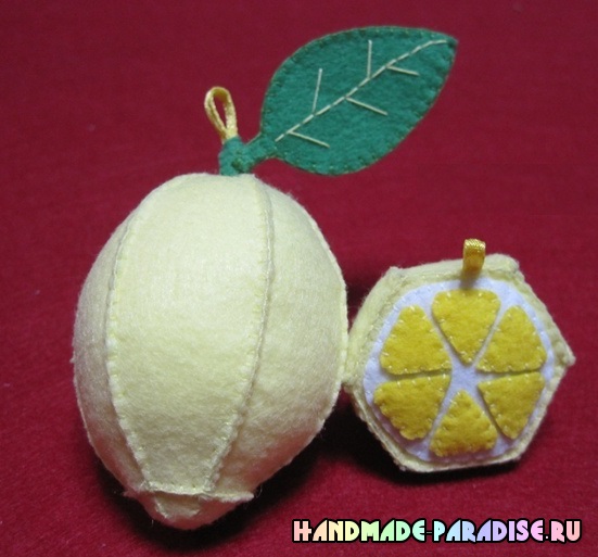 Подвески-брелоки лимоны из фетра