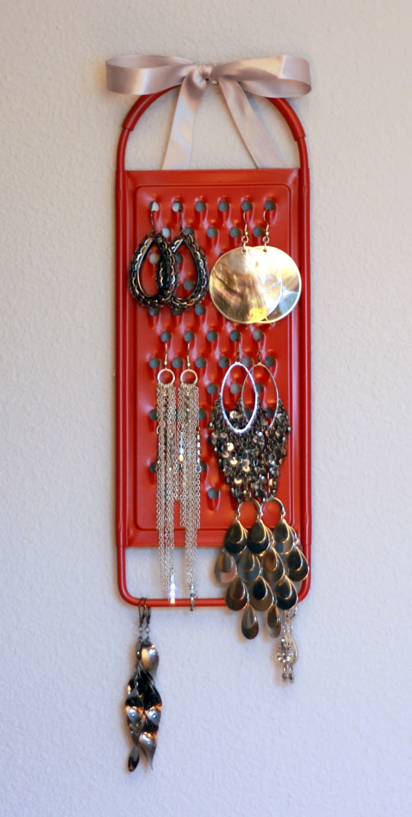 Homemade Earring Holder from an Upcycled Cheese Grater