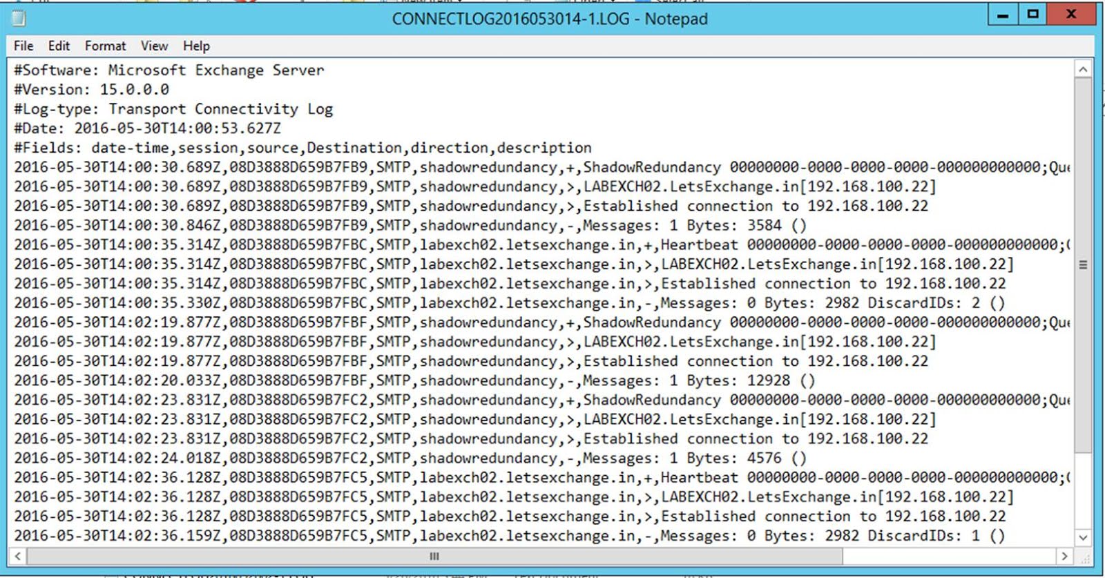 Protocol logging in Exchange Server 2016
