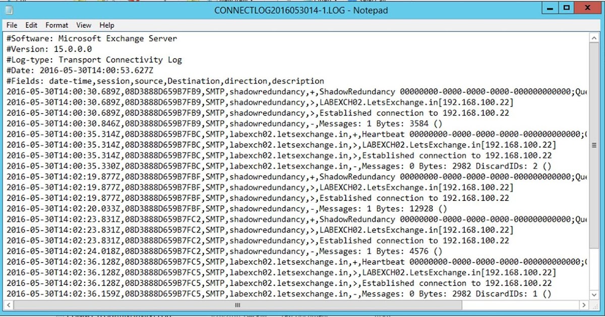Protocol logging in Exchange Server 2016