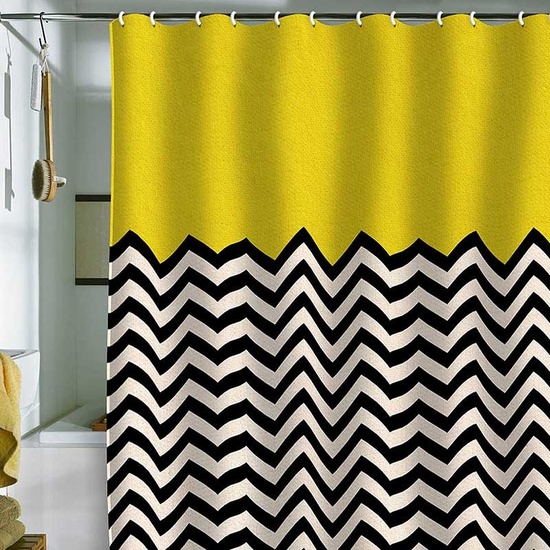 COLE+ANA Yellow And Black Bathroom Curtains