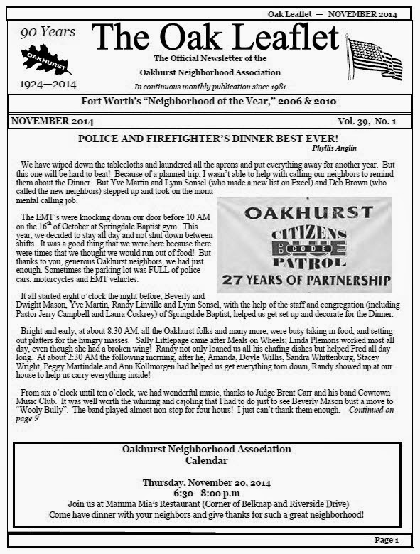 November Oak Leaflet