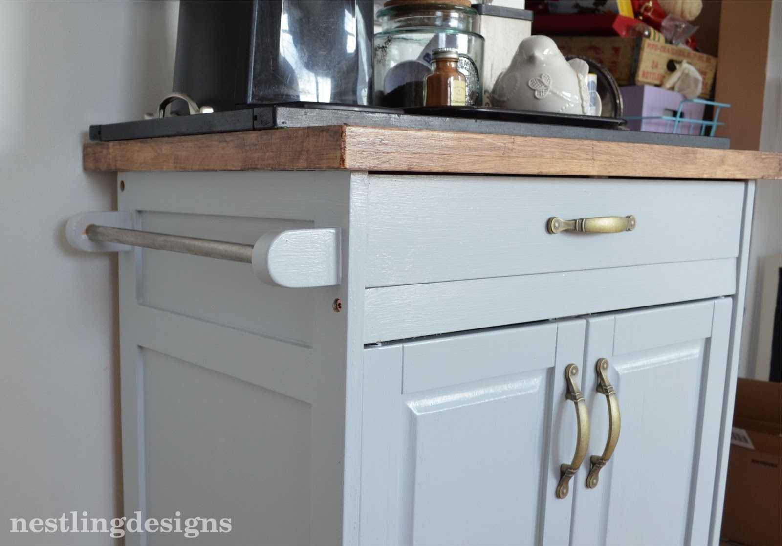 Nestling One Room at a Time Kitchen Cart turned Coffee Bar DIY