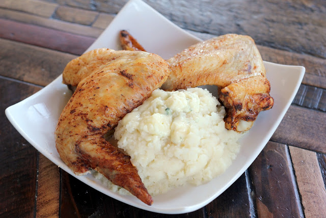 Buffalo Chicken Wings and Blue Cheese Mashed Cauliflower