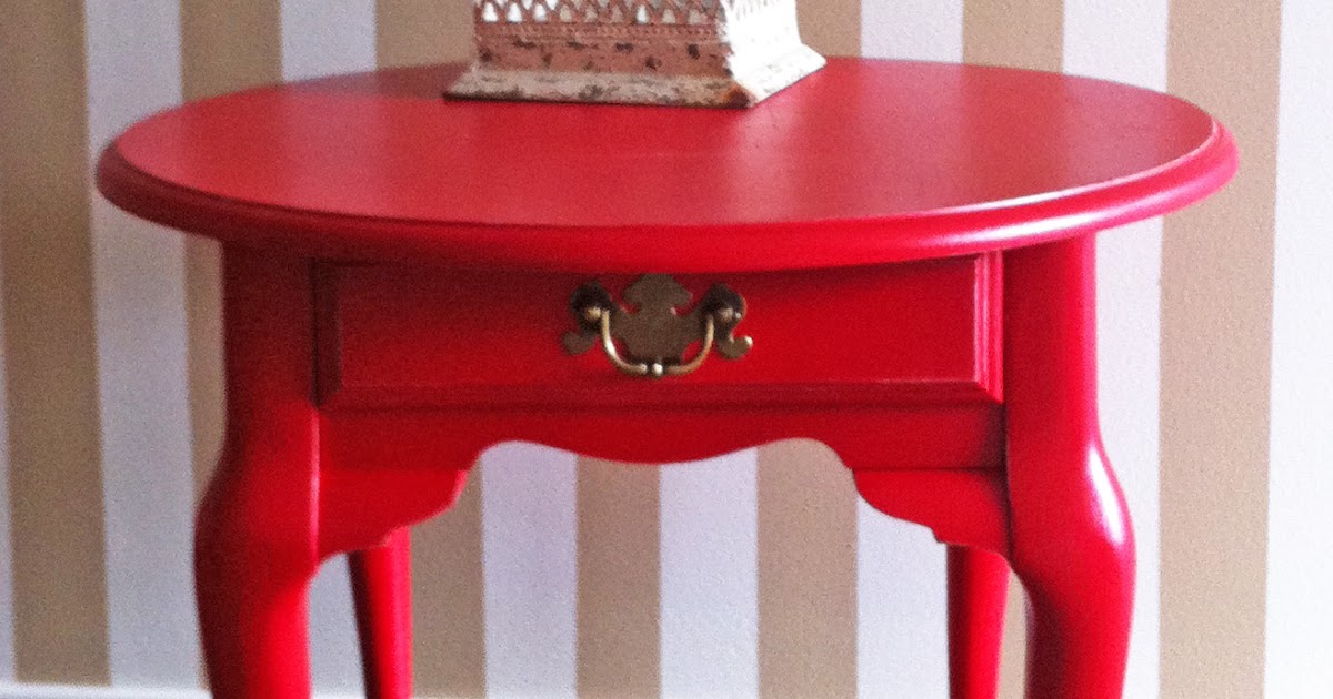 A Painted Nest Custom Order Red Side Table