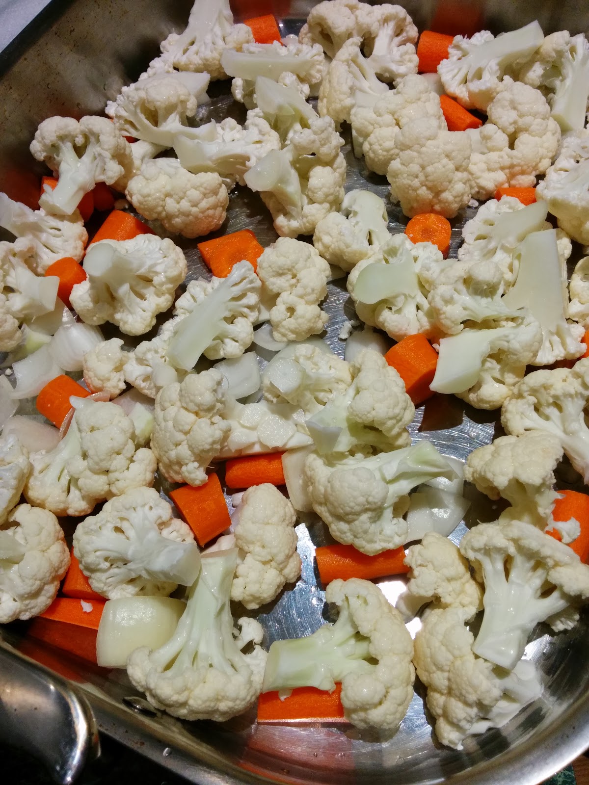 Becky Loves Cooking Roasted Curried Cauliflower, Carrots, and Onions