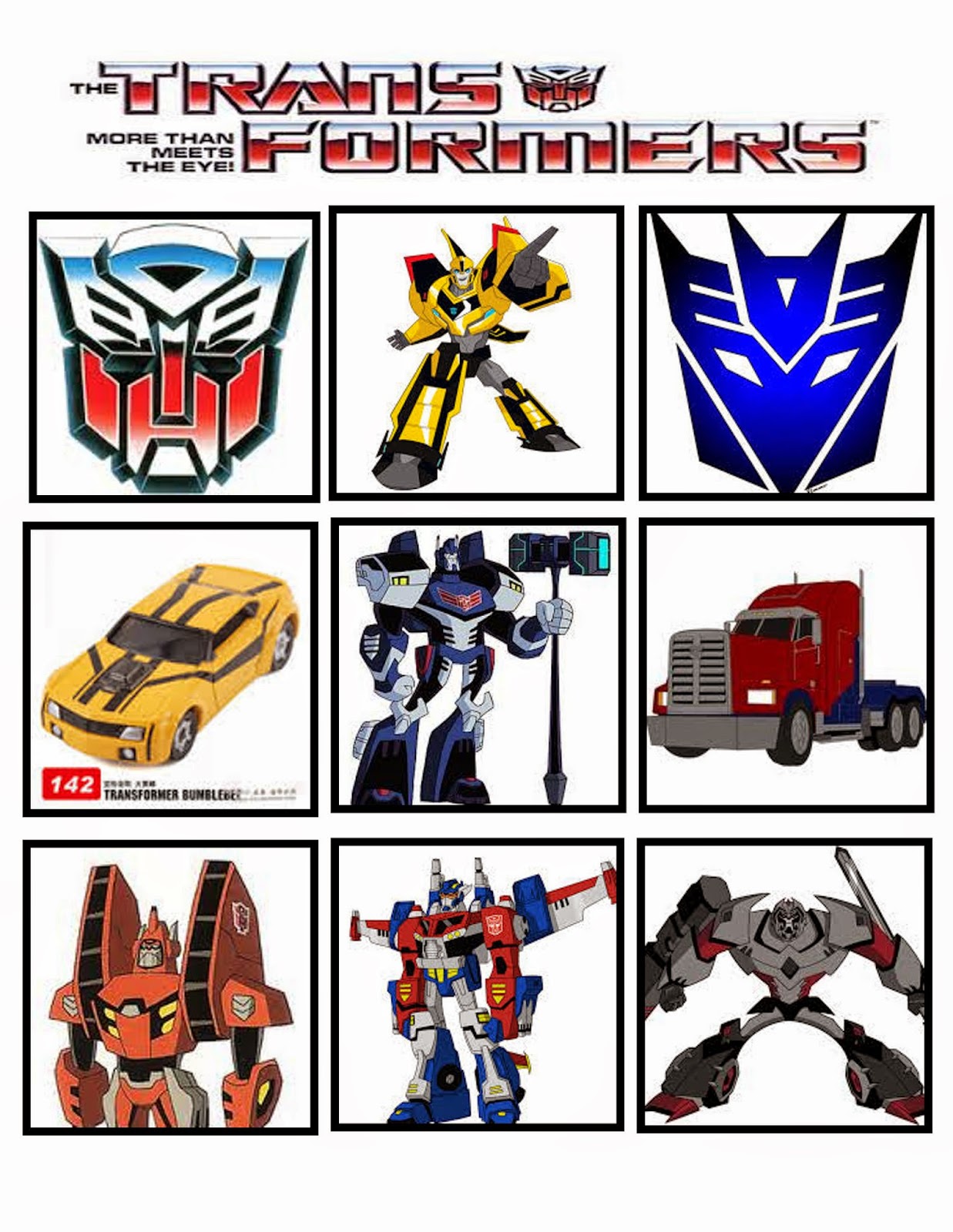 Something A Little Pretty Transformers Bingo