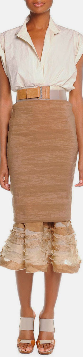 Donna Karan Slim Skirt with Ruffle Hem