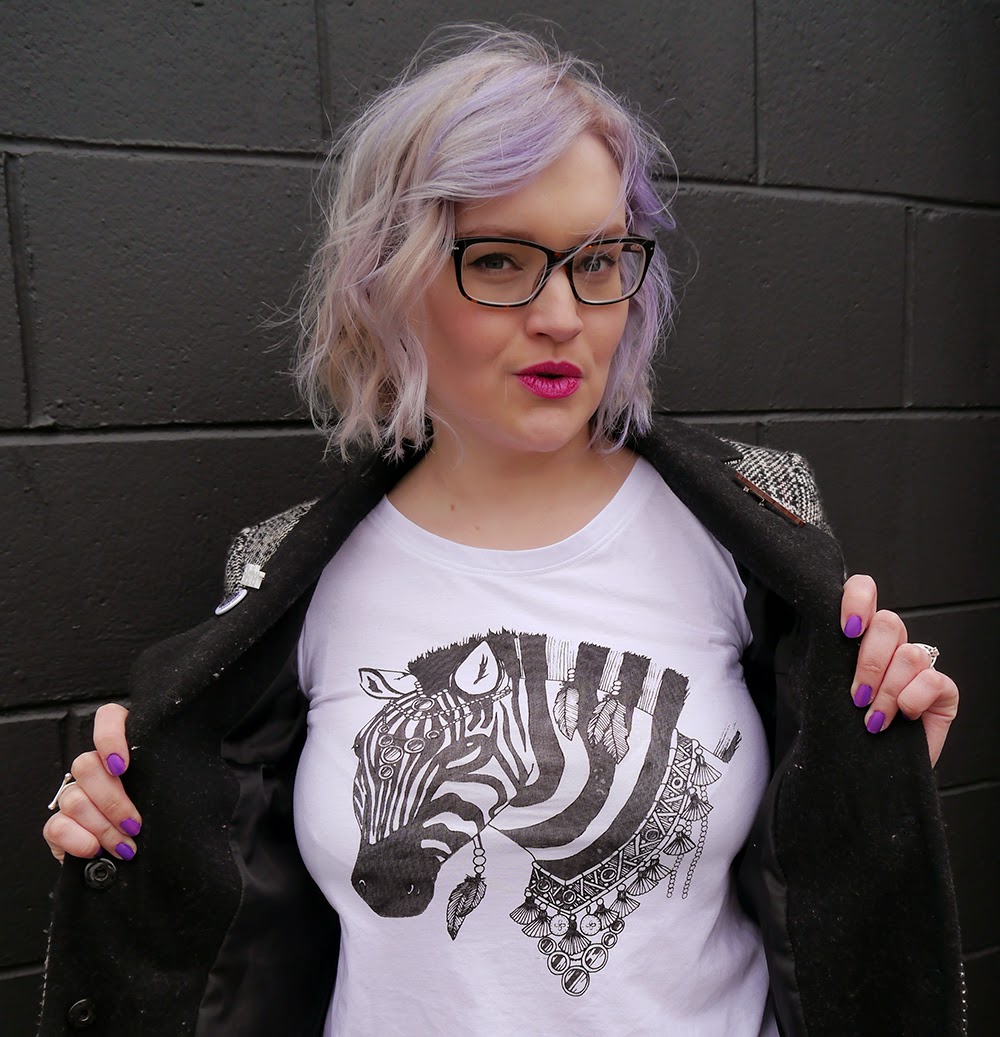 brat and Suzie zebra Glasgow, merchant city, the Clyde, plaid, Scottish blogger, style blog, blether, violet hair, purple hair, how to, illamasqua