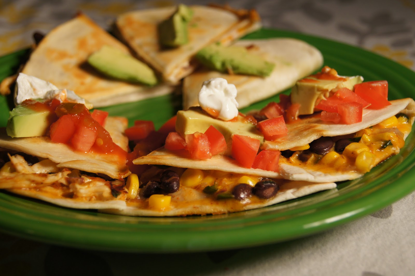 Elizabeth's Dutch Oven Black Bean, Corn, and Chicken Quesadillas