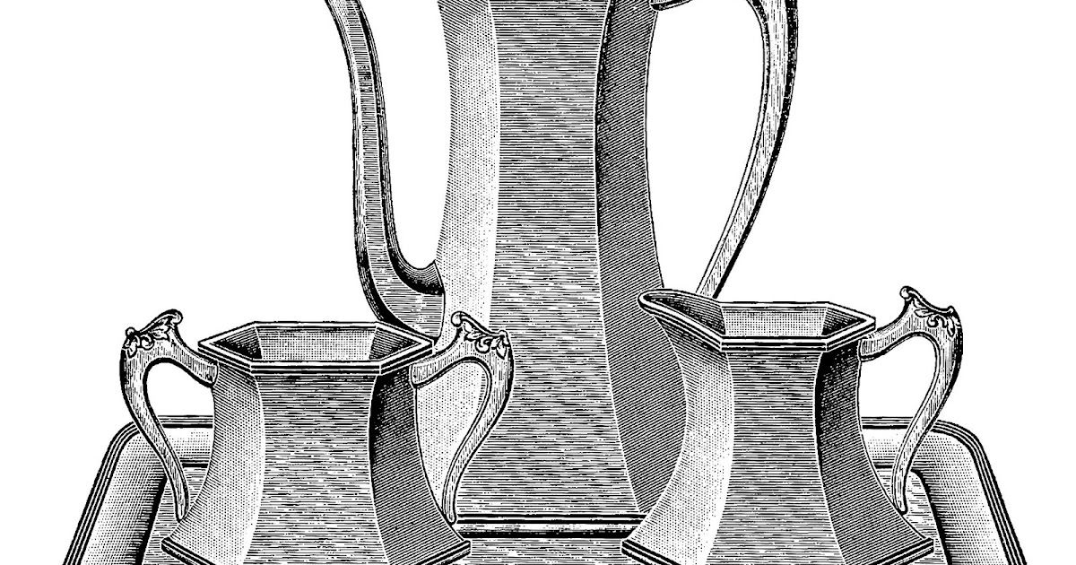 Digital Stamp Design Free Teapot Digital Stamp Vintage Silver Teapot Service Set Graphic