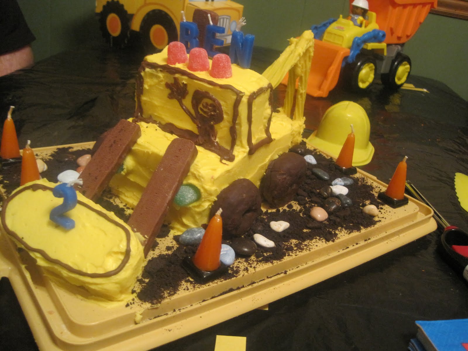 walk in the sunshine Excavator Birthday Cake