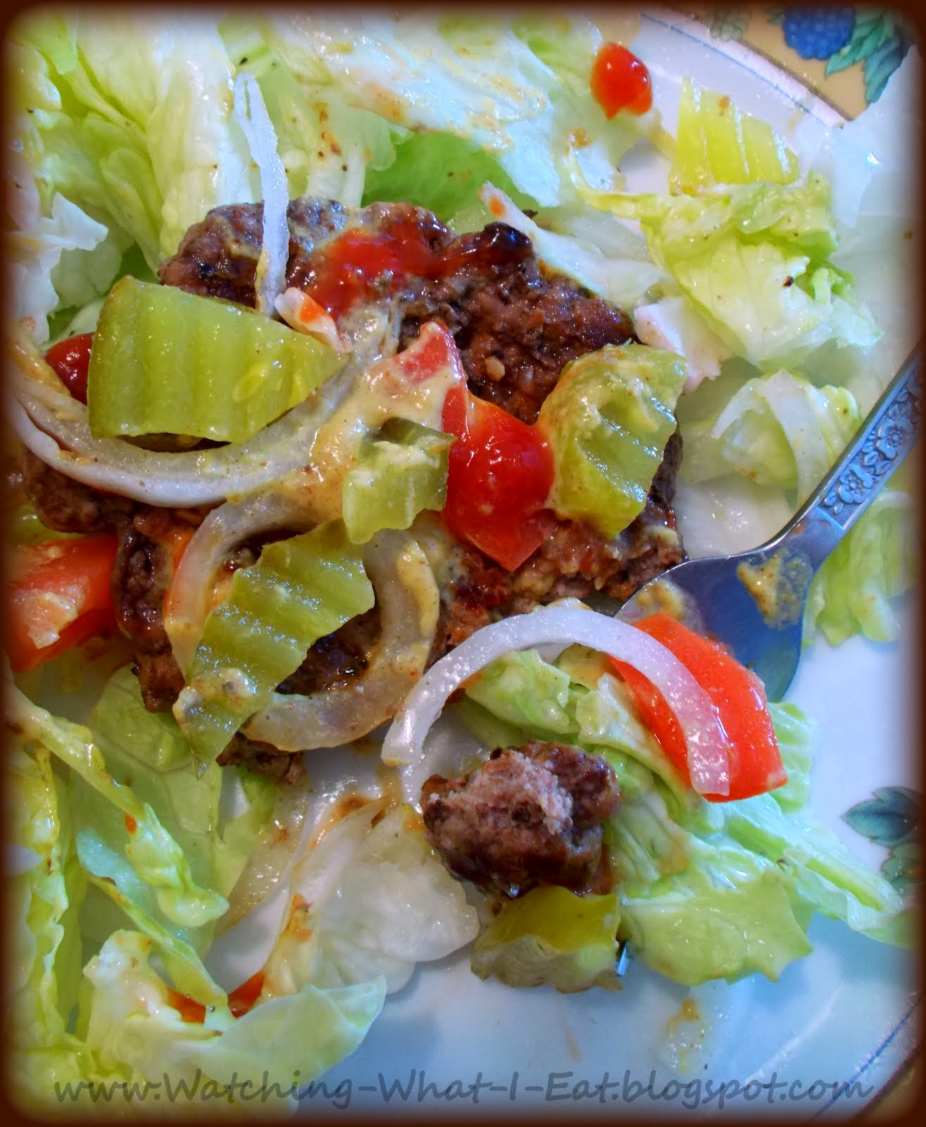 Watching What I Eat Hamburger Patty Salad Deluxe