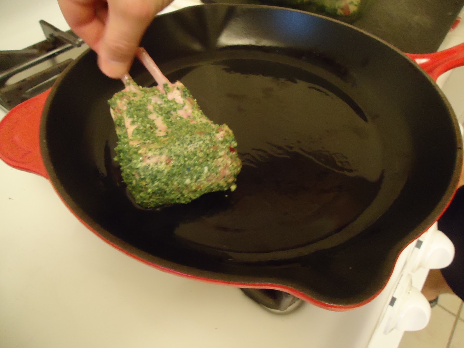 FIVE O'CLOCK FOOD Roasted Double Lamb Chops with KaleWalnut Pesto