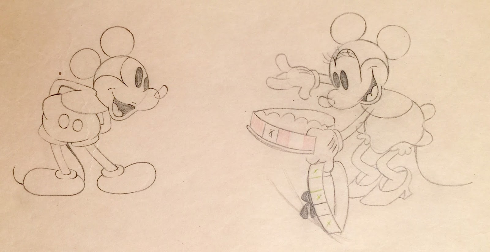 Animation Collection: Original Production Drawing of Mickey Mouse and Minnie  Mouse from 