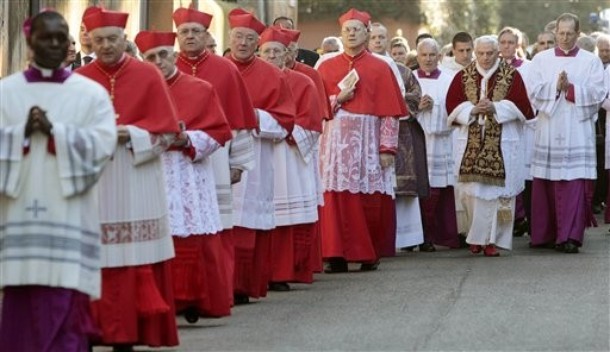 pope benedict xvi ash wednesday. Pope Benedict XVI walks in