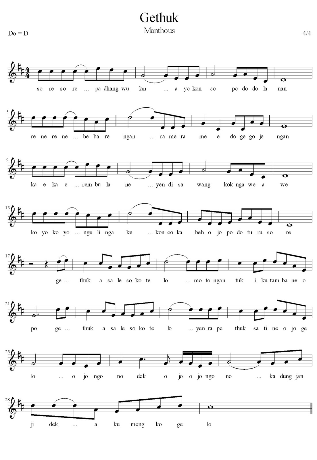 Hendry Naufal Blog Download Partitur Not Balok Lagu