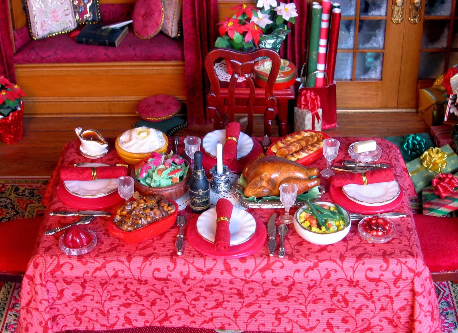 BluKatKraft Dollhouse Miniatures Christmas Room Box 112 scale