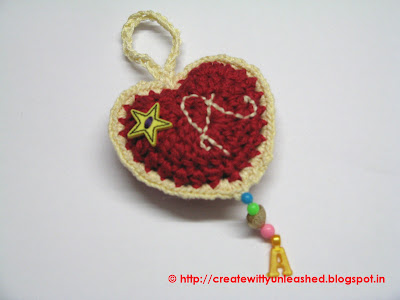 Crochet heart tag