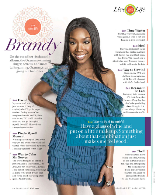 Brandy Reveals More About Herself In The Oprah Magazine May 2012 Issue