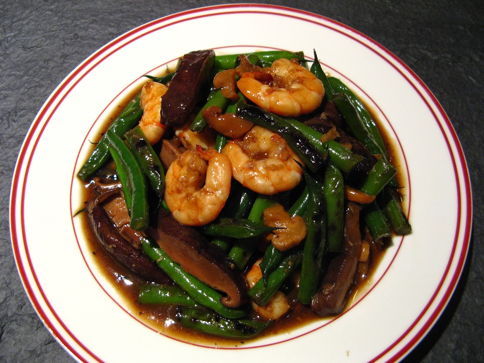Duck Soup Easy Oyster Sauce Shrimp with String Beans (青豆角蠔油蝦, Ceng1