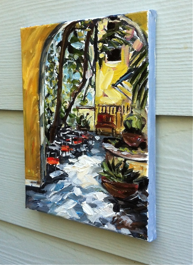 Devine Paintings Shady Patio Courtyard Oil Painting