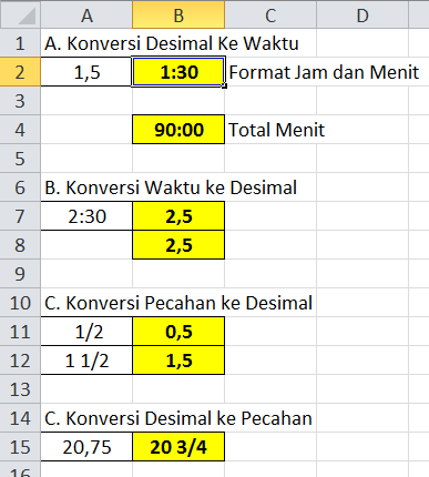 Tips Tips Rumus Excel Konversi Suhu Pecahan Dan Desimal