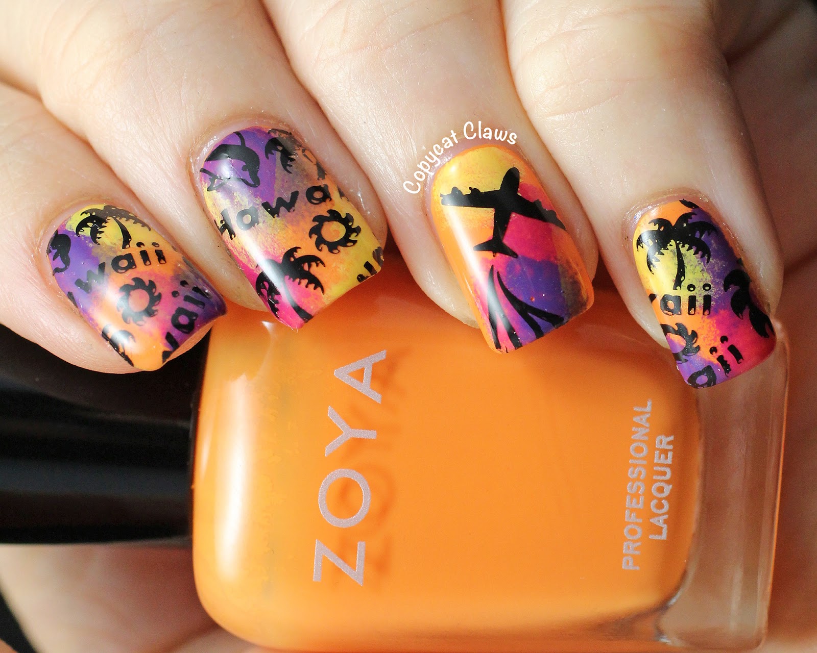 Copycat Claws Hawaii Nail Art & Zoya Arizona Swatch