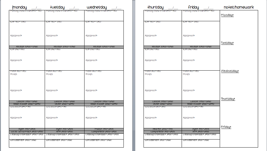 Free Lesson Plan Template Weekly