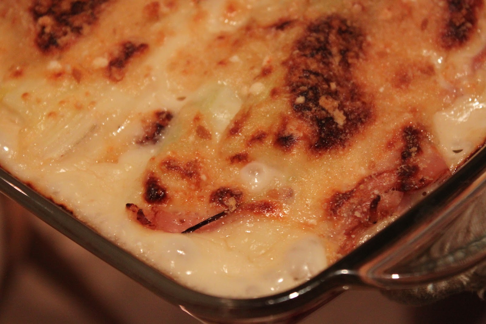 Dine at Mine Cheesy Ham and Leek Gratin