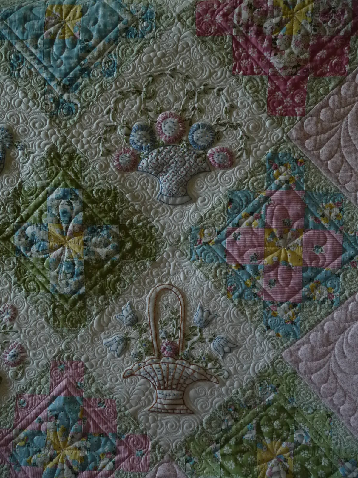 Needle in a Quiltstack Embroidered Basket Quilt