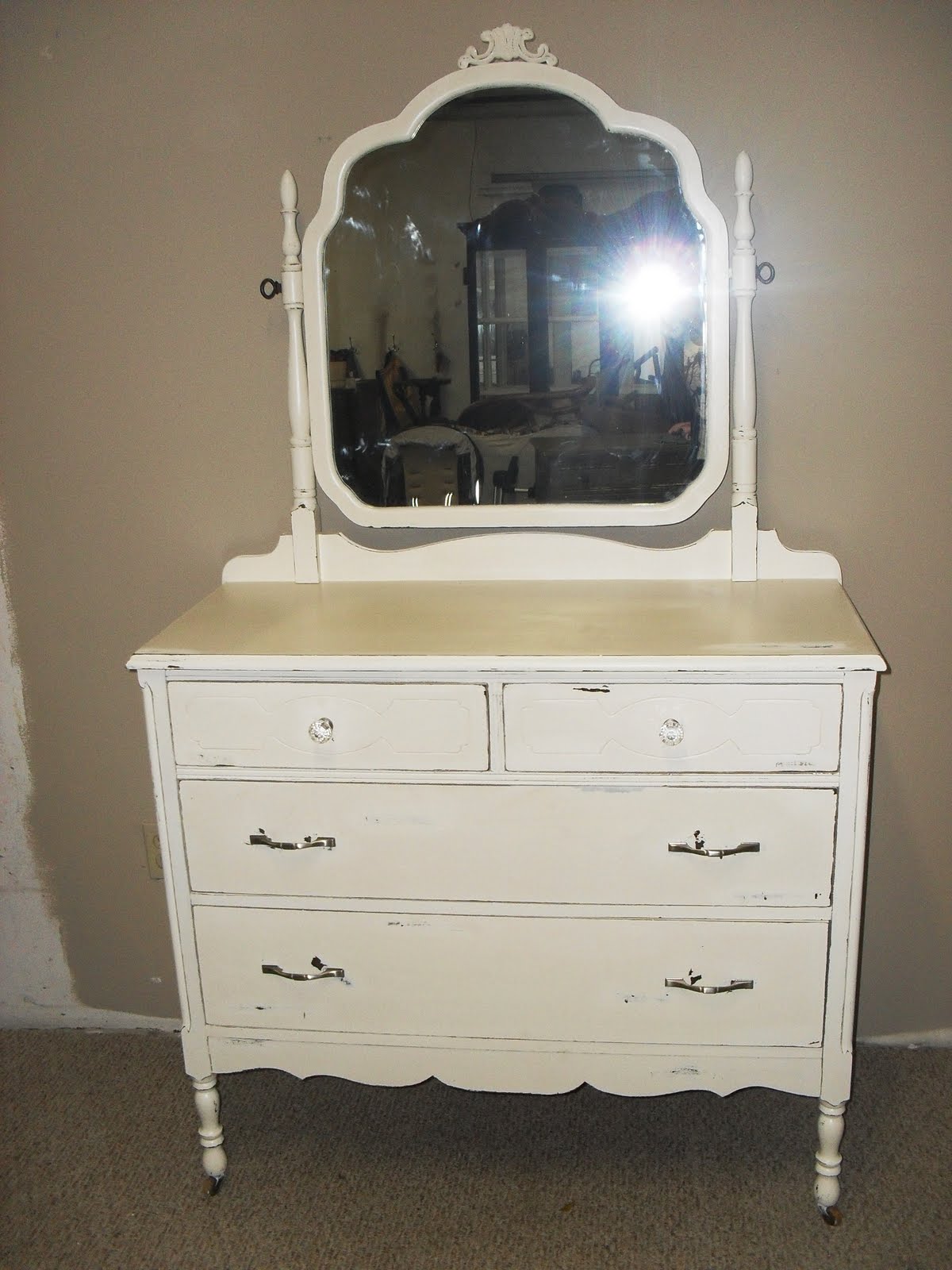 Better Than New Antique White Dresser with Mirror