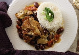 Chicken Simmered with Sherry Olives and Artichokes