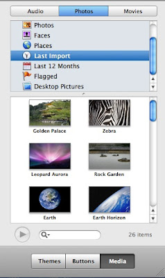 iDVD: Photos tab within the Media tab