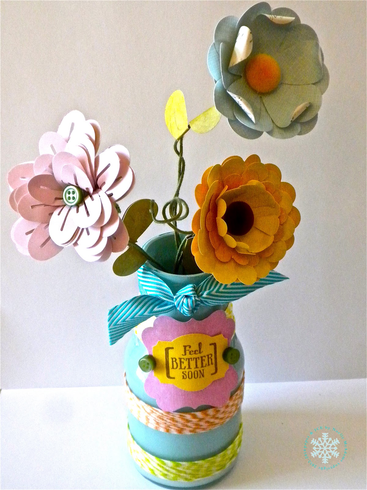 paper & ICE Handmade paper flowers in a recycled vase (Spotted Canary