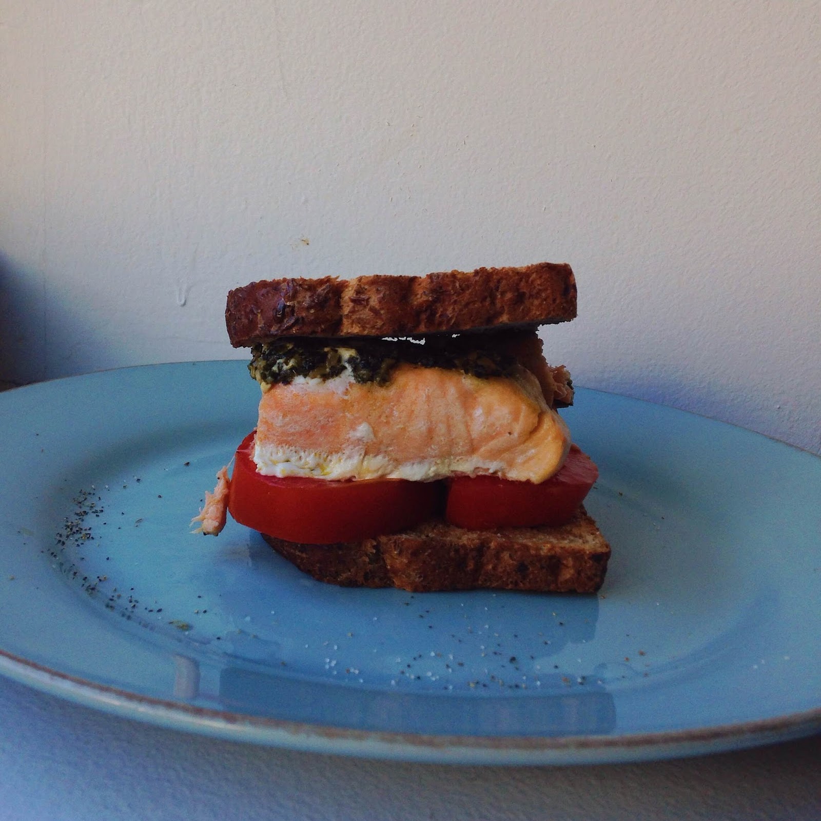 Recipe Garden Pesto Salmon Sandwich Living, Learning, Eating